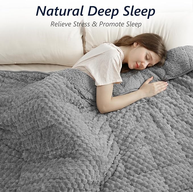 Mr. Sandman Weighted Blankets for Adults Queen Size 20lbs, Warm Sherpa Fleece - Image 4