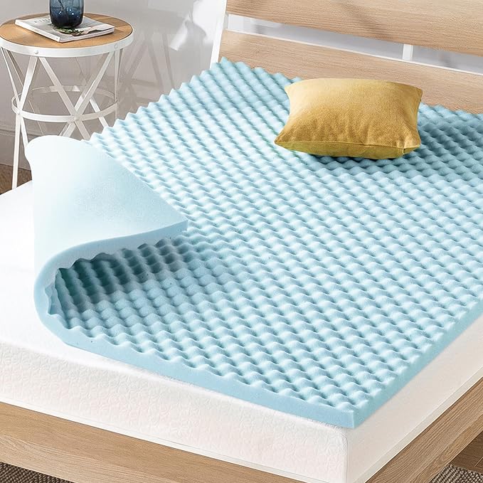 Best Price Mattress 2 Inch Egg Crate Memory Foam Mattress Topper, Cooling Gel by BestPriceMattressInc