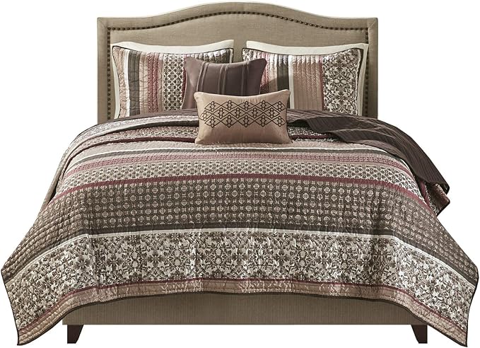 Madison Park Quilt Set Luxurious Jacquard Stripes Design - Image 9
