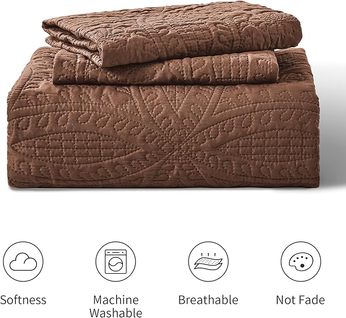 Love's cabin King Size Quilt Bedding Set Brown Bedspreads - Image 7