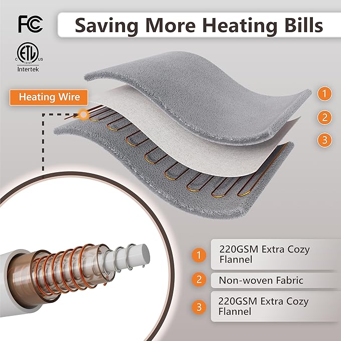 Wapaneus Foot Pocket Heated Blanket Electric Throw - Image 6