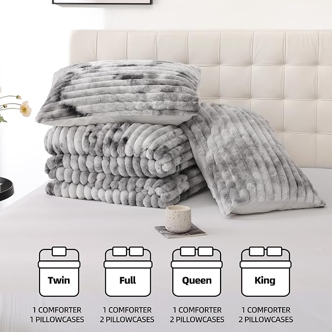 Smoofy Fluffy Full Size Comforter Sets 3 Pieces - Image 7