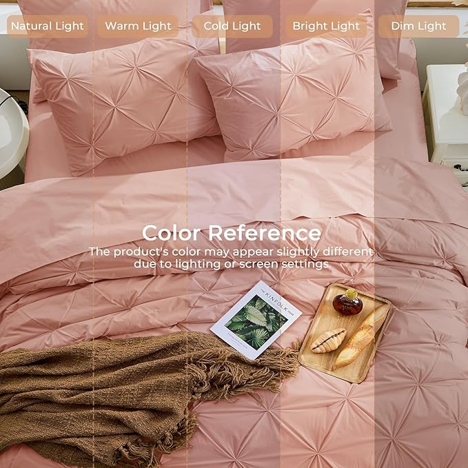 Sasttie California King Comforter Set, 7-Piece Bed in a Bag Cal King, Pintuck - Image 8