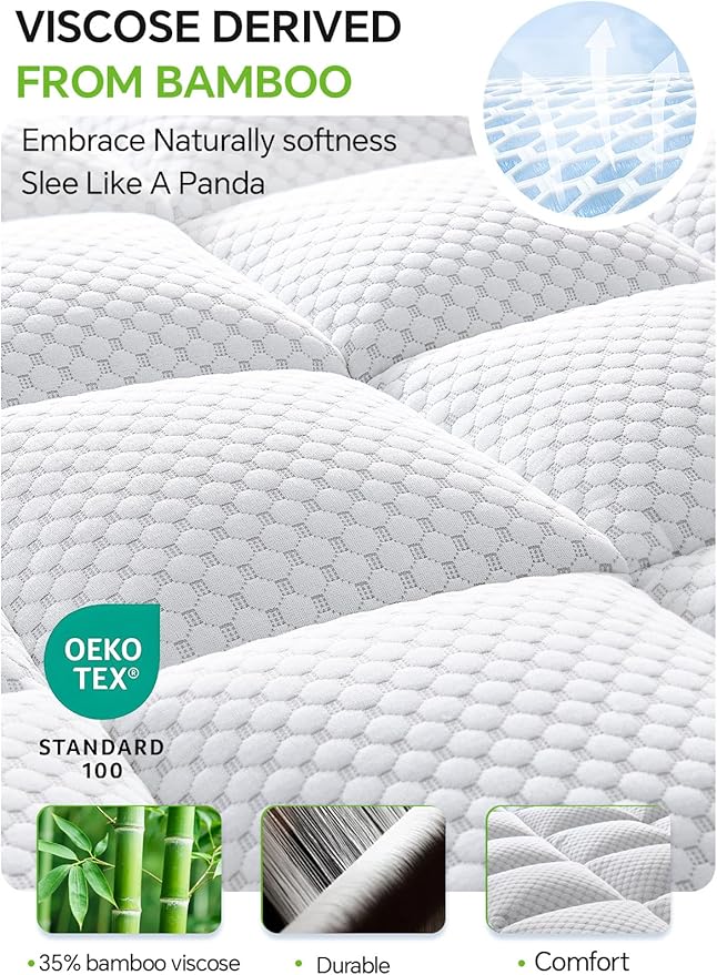 BEDELITE King Mattress Topper 3 Inch Thick Mattress Pad, Plush Pillow Top Bed - Image 2
