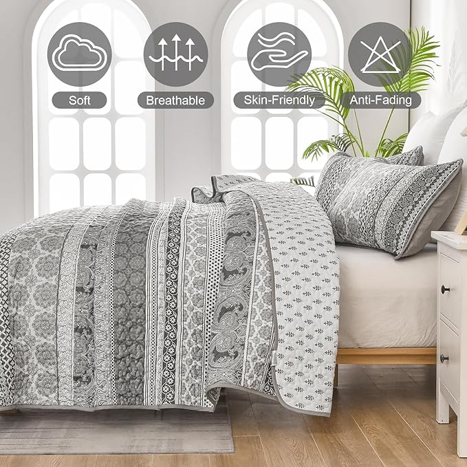 WONGS BEDDING Boho Quilt Set Queen Size - Image 4