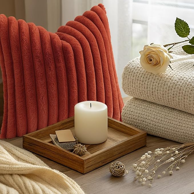 decorUhome Cozy Faux Fur Throw Pillow Covers 12x20 Set of 2 Decorative Soft - Image 9
