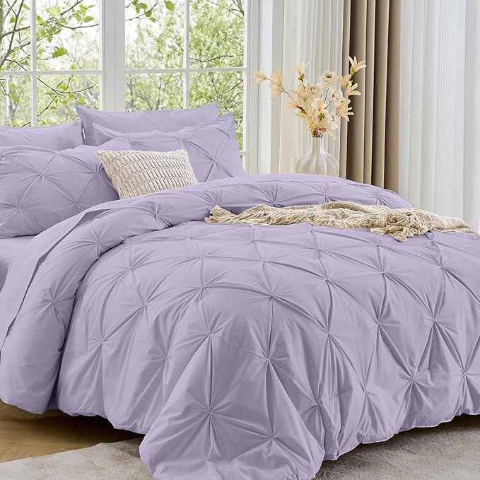 Sasttie King Size Comforter Set, 7-Piece Bed in a Bag, Pintuck Bedding Sets by SASTTIE