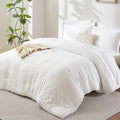CozyLux Oversized King Comforter Set White Seersucker 7 Pieces 120x98 Bed in a by CozyLux