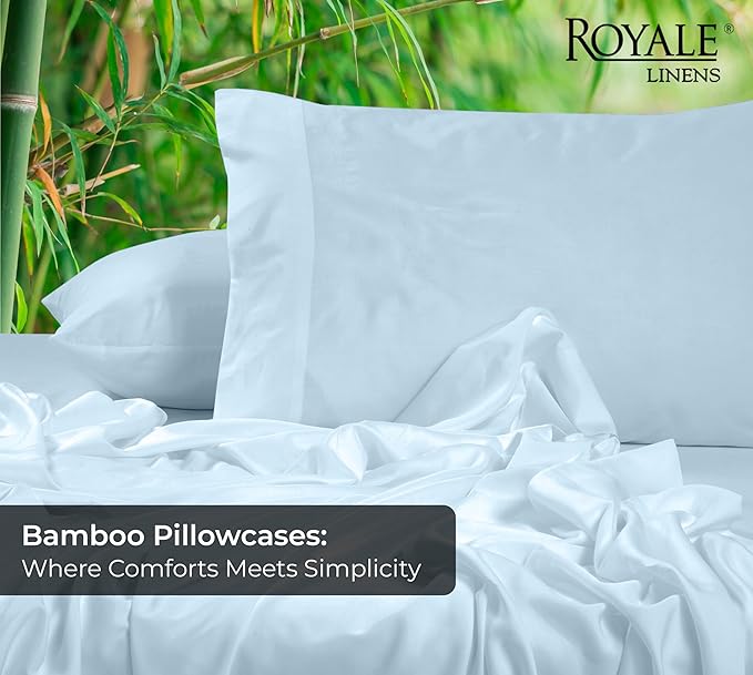 Royale Linens Cooling Pillow Cases King Size Set of 2-100% Rayon Derived from - Image 2