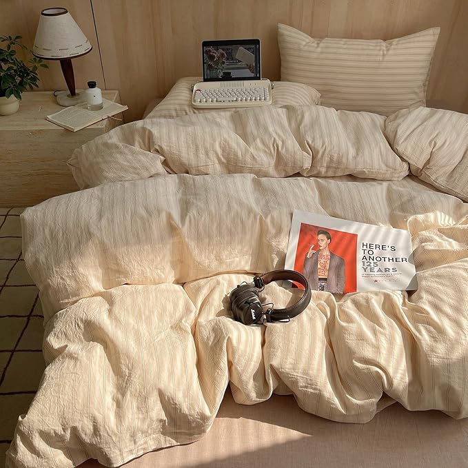 mixinni Retro Striped Duvet Cover Set King Size - Image 4