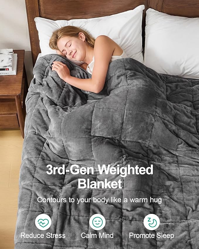 Super Fuzzy Soft Sherpa Fleece Weighted Blanket, 15 lbs Dual Sided Fluffy Heavy - Image 2
