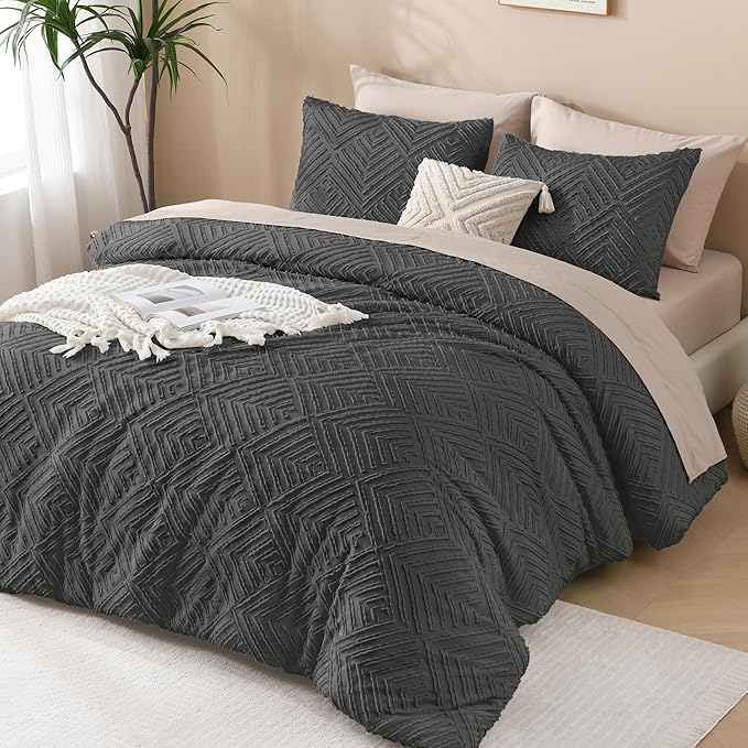 Andency Dark Grey Oversized King Comforter 128''x120'', 3 Pieces Dark Gray Soft - Image 6