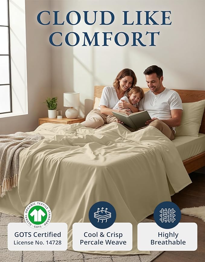 LANE LINEN 100% Organic Cotton Bed Sheets King Size, Fully Elasticized - Image 2