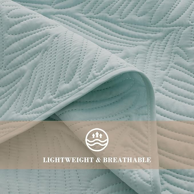 Exclusivo Mezcla Twin Quilt Bedding Set, Lightweight Aqua Blue Quilts Twin Size - Image 5