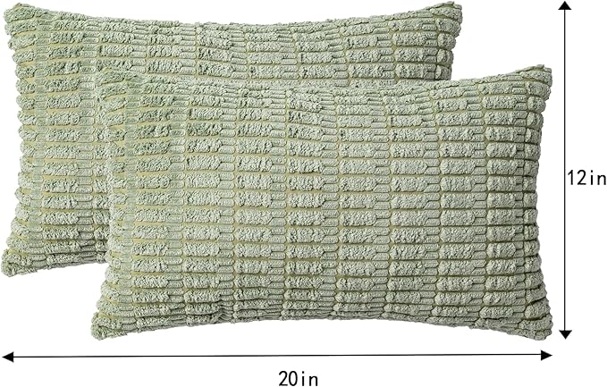 Aegero Pack of 2 Corduroy Decorative Throw Pillow Covers 12x20 InchSoft Boho - Image 7