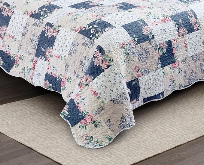 Brilliant Sunshine Roses in Beige Quilt Set, 3-Piece Bedding Sets, Lively - Image 4
