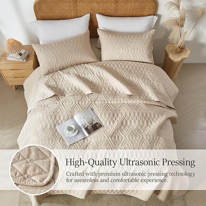 akkialla Twin Size Quilt Bedding Set, Modern Style Geoetric Pattern Coverlet Set - Image 5