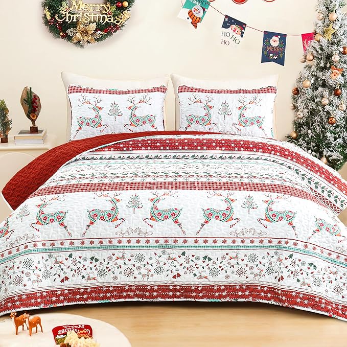 Exclusivo Mezcla Reversible Christmas Quilts Twin Size by ExclusivoMezcla