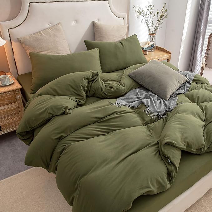 PURE ERA Jersey Knit Duvet Cover Set 100% T-Shirt Cotton Super Soft Comfy 3pc - Image 2