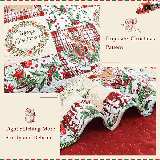 Exclusivo Mezcla Reversible Christmas Quilts King Size - Image 4