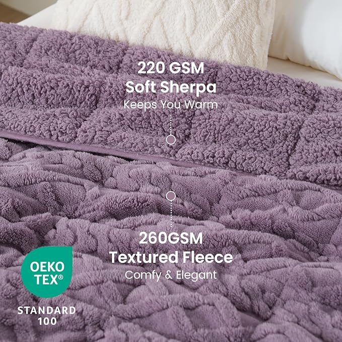20lbs Weighted Blanket for Adults, Thick Fuzzy Jacquard Sherpa Weighted Blanket - Image 3