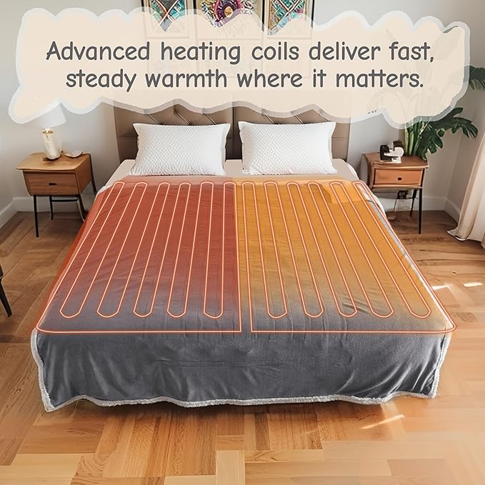 Electric Heated Blanket Full Size 72"x84", Soft Flannel - Image 7