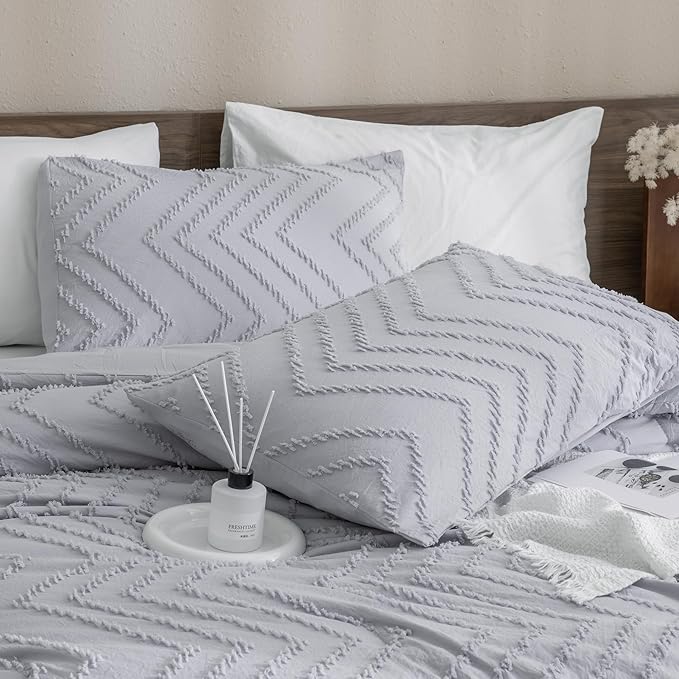 Andency Silver Grey Oversized Super King Comforter Set 120x120, Extra Large - Image 4