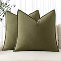 MIULEE Decorative Linen Pillow Covers 20x20 Inch Green ​Boho Farmhouse​ by MIULEE