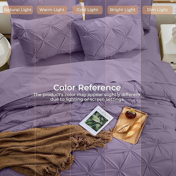 Sasttie Full Size Comforter Set, 7-Piece Bed in a Bag, Pintuck Bedding Set - Image 8