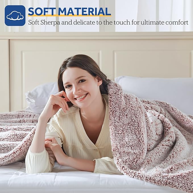 Sealy Electric Blanket Full Size, Soft Sherpa Heated Blanket Single Control - Image 3