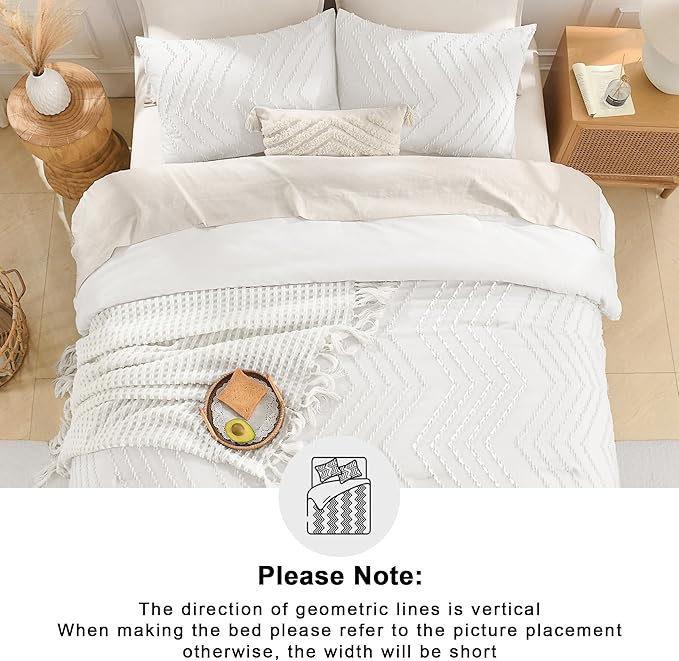 Andency White California King Comforter Set, Boho Cal King Soft Warm Tufted - Image 5