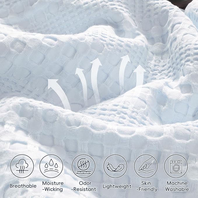 PHF Cooling Waffle Blanket King Size, Lightweight 60% Rayon from Bamboo & 40% - Image 5