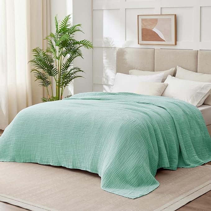 100% Cotton Muslin Blanket King 108" x 90", Breathable and Lightweight Cotton - Image 6