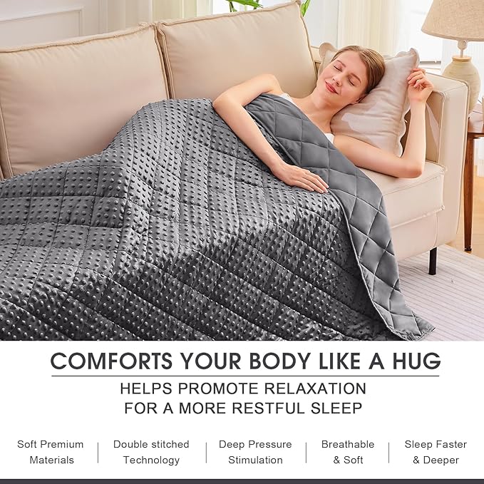 Grey Weighted Blanket for Adults 20lbs, Twin Full Size Cooling Minky Heavy - Image 5