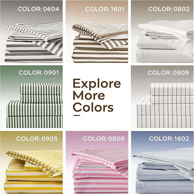 JELLYMONI 100% Natural Cotton 3pcs Striped Duvet Cover Sets, - Image 7