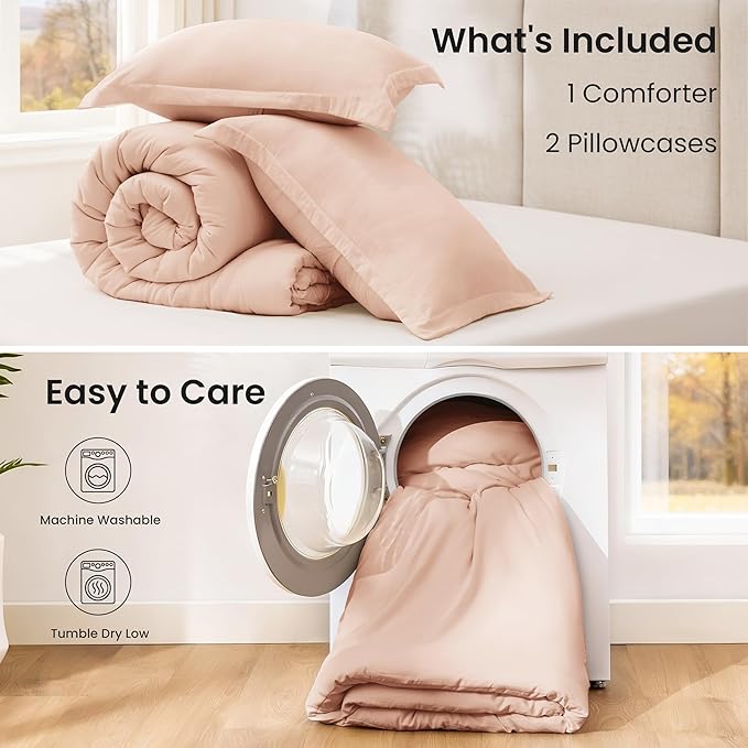 Love's cabin Pink King Size Comforter Set, 3-Piece Prewashed Bed Set - Image 7