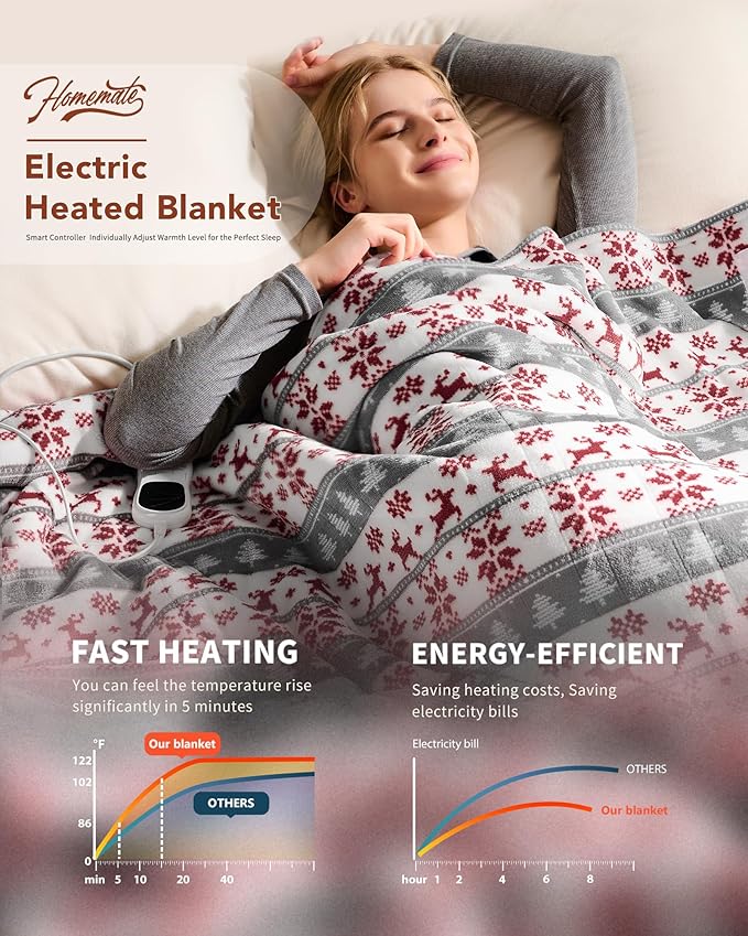 Homemate Electric Heated Blanket Queen Size - Image 2