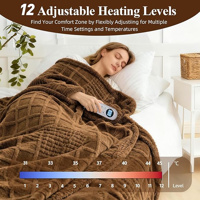 Eastsora Heated Blanket Electric, Waffle Heating Blanket - Image 3
