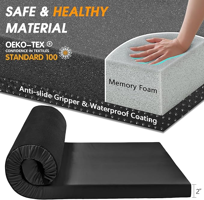 CYMULA Camping Cot Mattress 2in Memory Foam Sleeping Pad, Soft Warm Non-Slip - Image 6