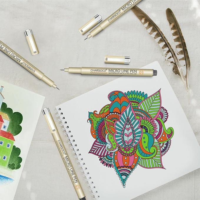 01 Micro Pen, Fine Point Pen with 36 Colors, Waterproof Archival Ink, 0.25mm Fineliner Ink Pens for Artist Illustration, Sketching, Anime, Manga, Technical Drawing and Scrapbooking-DeskoryOffice