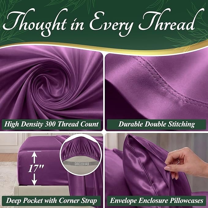 DECOLURE 100% Viscose Derived from Bamboo Sheets Twin Size - Image 4