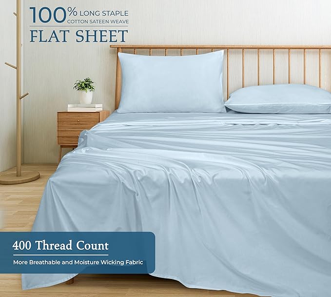 400 Thread Count 100% American Grown Cotton Flat Sheet - Image 4
