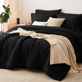 CozyLux Oversized King Comforter Set Black Seersucker 7 Pieces 120x98 Bed in a by CozyLux