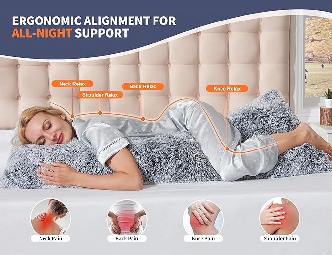 Fluffy Full Body Pillow for Adults 20x54 Long Big Body Pillow Cover Pillowcase - Image 2