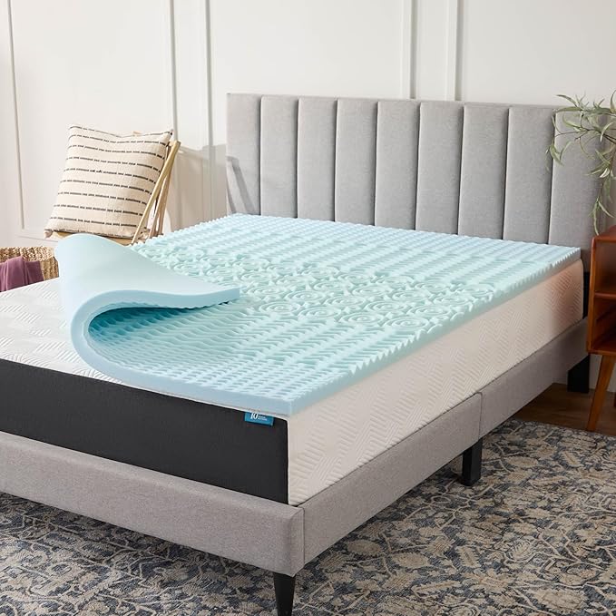 LUCID 2 Inch Gel Memory Foam Mattress Topper, Queen size – 5 Zones – Cooling by Lucid