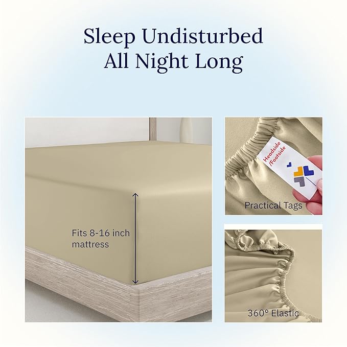 California Design Den California King Fitted Sheet Cotton Only, Soft 400 Thread - Image 7