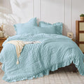 JOLLYVOGUE Blue Comforter Full Size, 3 Pieces Seersucker Lightweight Full Size by JOLLYVOGUE