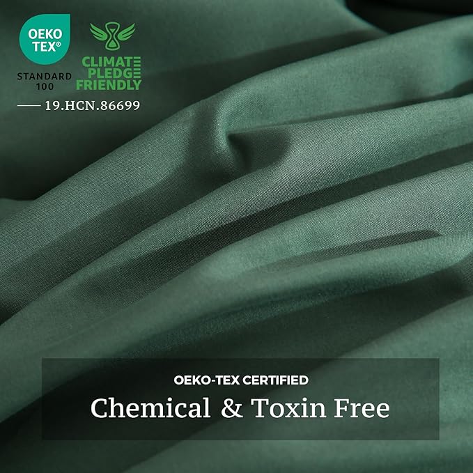 JSD Hunter Green Duvet Cover Set Queen Size, 3 Piece Duvet Cover - Image 4