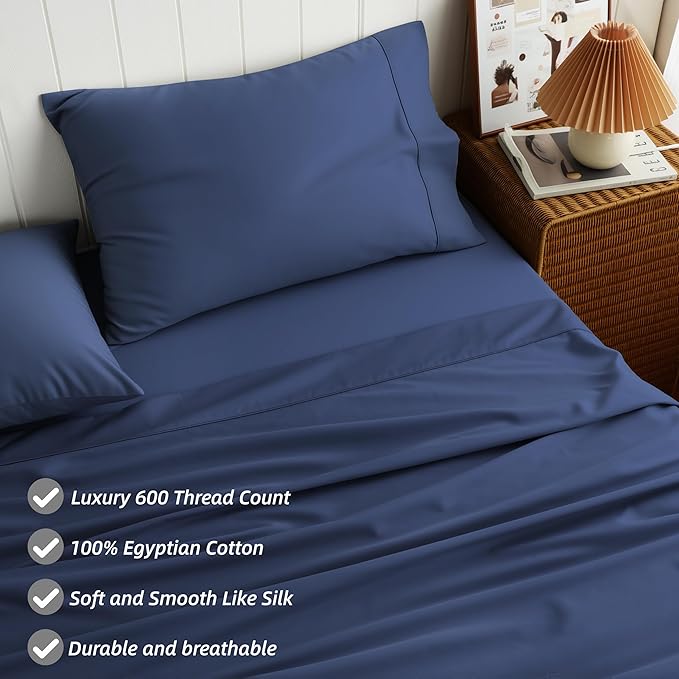 Cotton Flat Sheets Only, 600 TC 100% Cotton Flat Sheet Top Sheet Only, Queen - Image 2