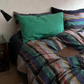 mixinni Blue Striped Duvet Cover Twin Size 100% Washed Cotton 3 Pcs Vintage by mixinni